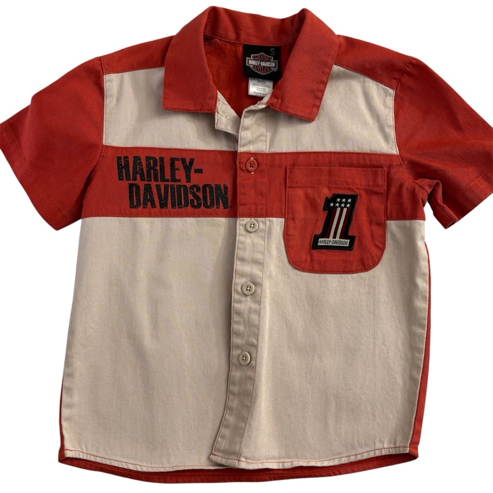 HARLEY DAVIDSON Button Up Youth Graphic Shirt Boys Size 6